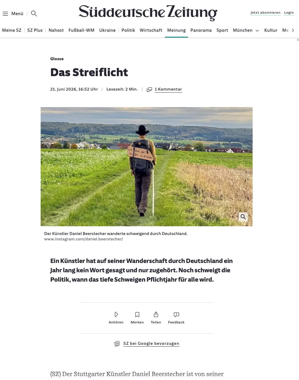 Ich höre zu – ein Jahr im Schweigen